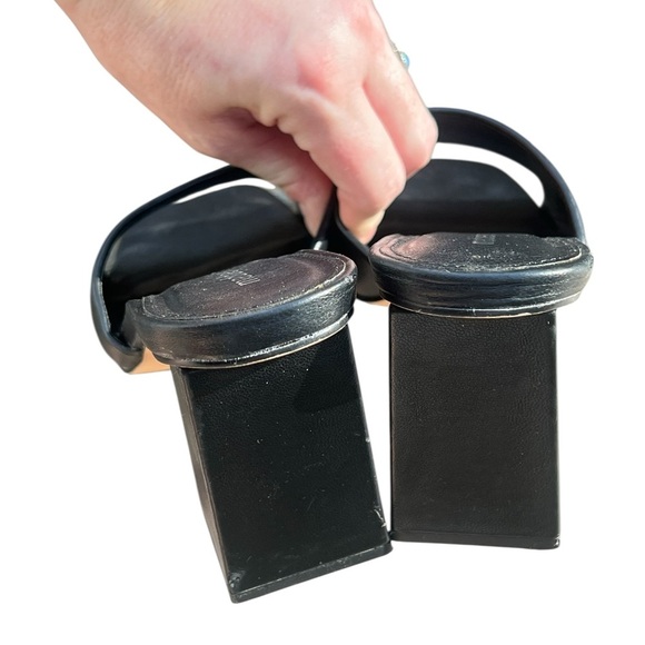 Madden Girl golden black block heel square toe mule sandals 90s - Picture 6 of 8